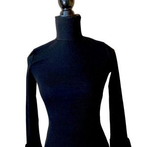 Shein Black Knit Bell Shape Long Sleeves Top